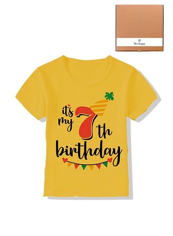 Its My 7th Birthday Party Boys and Girls Costume Tshirt Memorable Gift Idea Amazing Photoshoot Prop Yellow