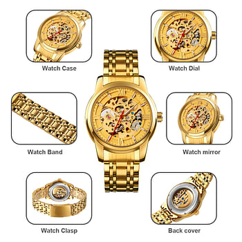 SKMEI 9222 Luxury Brand Watches Mens Wristwatch Steel Wrist Watch Automatic Mechanical Watch for men