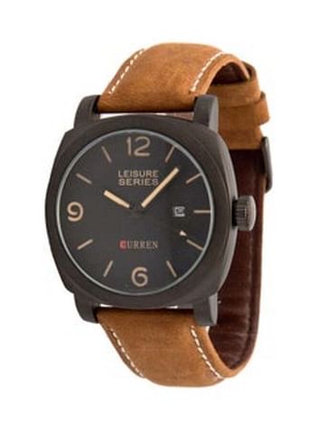 Curren 8158 Mens Casual Water Resistant Analog Watch  - Black and Brown