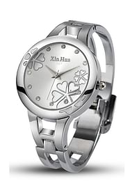 Xinhua Women Stainless Steel Silver Elegant Quartz Analogue Wrist Watch