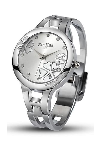 Xinhua Women Stainless Steel Silver Elegant Quartz Analogue Wrist Watch