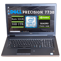 محطة العمل المحمولة طراز Precision 7730 من Dell | 16 جيجا انفيديا كوادرو P5200 | كور i7-8 الجيل | 32 جيجا بايت رام ، 1 تيرا بايت SSD | 17.3 بوصة الشاشة | نظام التشغيل Windows 10 Pro