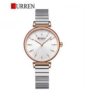 Curren 9081 Original Brand Stainless Steel Band Wrist Watch For Women / Silver