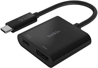 Belkin USB-C to HDMI Adapter + Charge - Supports 4K UHD Video, Passthrough Power up 60W for Connected Devices - MacBook Pro