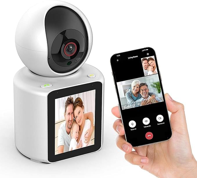 Smart Security Camera Two Way Remote Video Call 350°Rotational Wireless WiFi Camera with Night Vision Human and Motion Detection, Indoor plug-in Monitor with App for Elderly Baby Pet - White