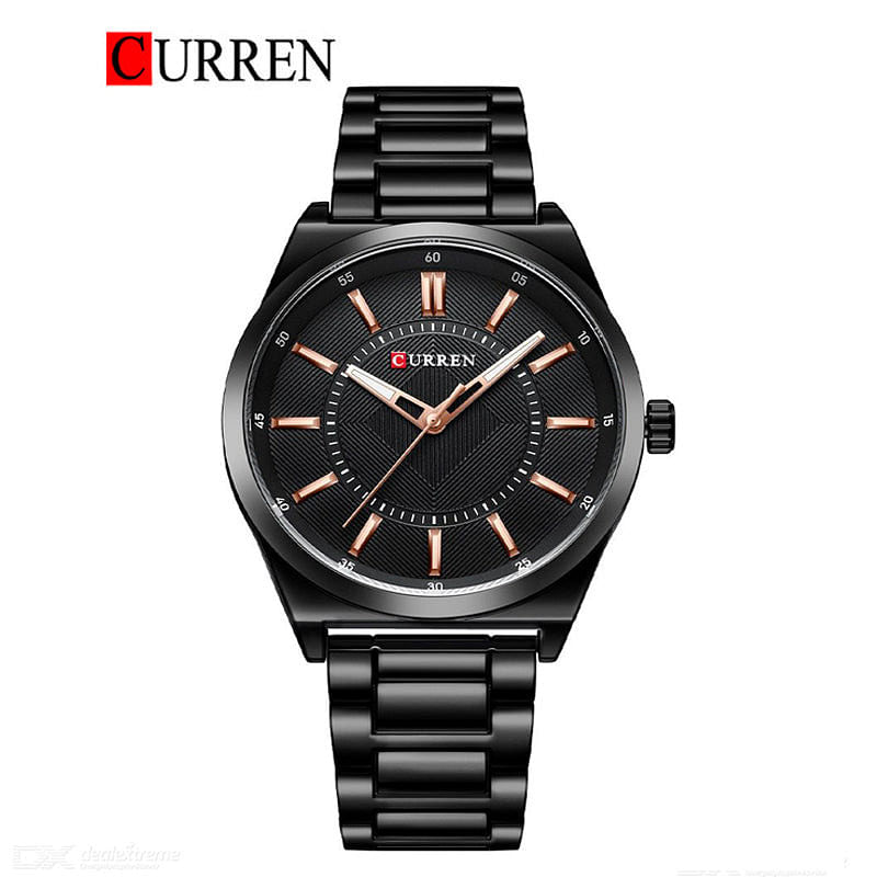 Curren 8407 Original Brand Stainless Steel Band Wrist Watch For Men / All Black