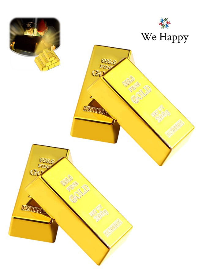 We Happy Fake Gold Bar Toy Party Activity Props Home Décor Paperweight Door Stop for Children (Pack of 4)