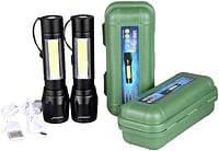 2Pack Mini LED T6 + COB Flashlight 3 Modes - Rechargeable Portable Pock flashlight Zoomable Torch Light with USB Cable