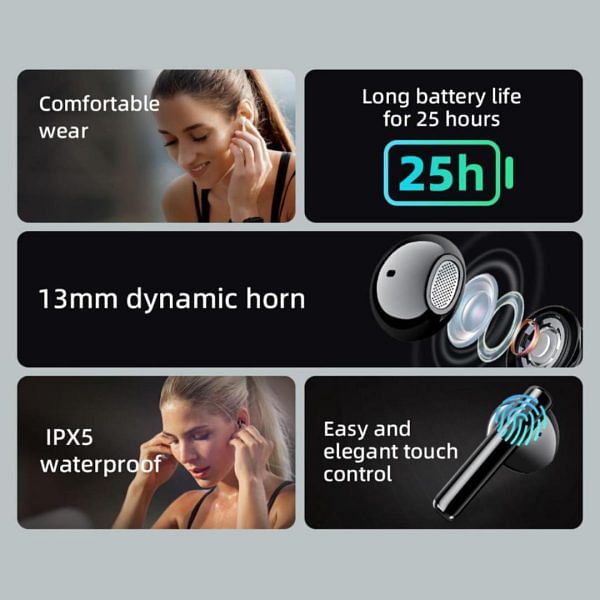 Mibro Earbuds 2 Bluetooth Headset 2 TWS 5.3 IPX5 Waterproof ENC HD Handset Wireless Touch Screen Headset Noise Control - Black