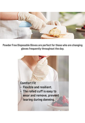Powder Free Latex Disposable Gloves Medium 100 Pcs
