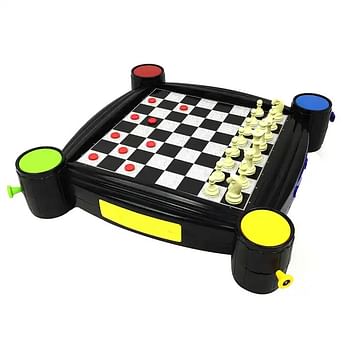 UKR 7 in 1 Family Board Game Set Board Chess Backgammon Ludo Snakes Ladders Compact Travel Set