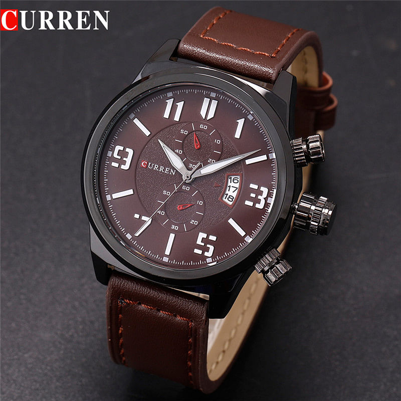 Curren 8200 Men's Water Resistant Analog Watch - Brown