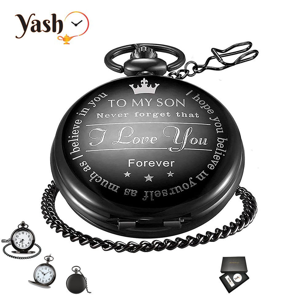 Yash Retro Style I Love You Quartz Pocket Watch - Son Forever - Emotional Gift