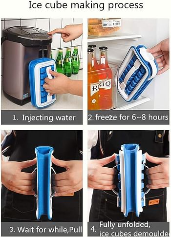 Portable Ice Cube Molds Flask With Lid, Reusable Silicone Leakproof Ice Ball Maker