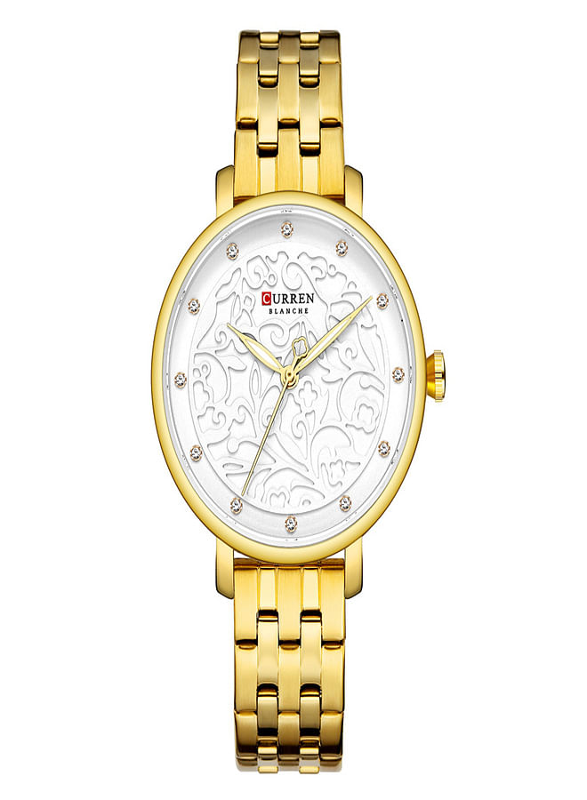 Curren 9046 Golden Steel Chain White Dial Ladies Luxury Watch