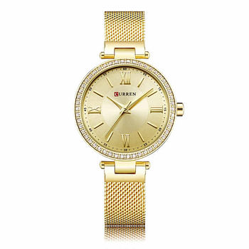 Curren 9011 Original Brand Stainless Steel Band Wrist Watch For Women / All Gold