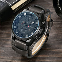 CURREN 8225 Watch Men Quartz Watch Mens Top Brand Leather Sports Wristwatch Black.