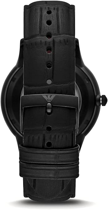 EMPORIO ARMANI AR60046 Men's Automatic Black Leather Strap Watch 43 mm - Black