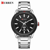 Curren 8331 Original Brand Stainless Steel Band Wrist Watch For Men - Silver and Black Dial