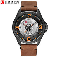CURREN 8305 Male Clock Fashion Quartz Watches Casual Leather Men's Wristwatch With Date Brown/Silver/Black