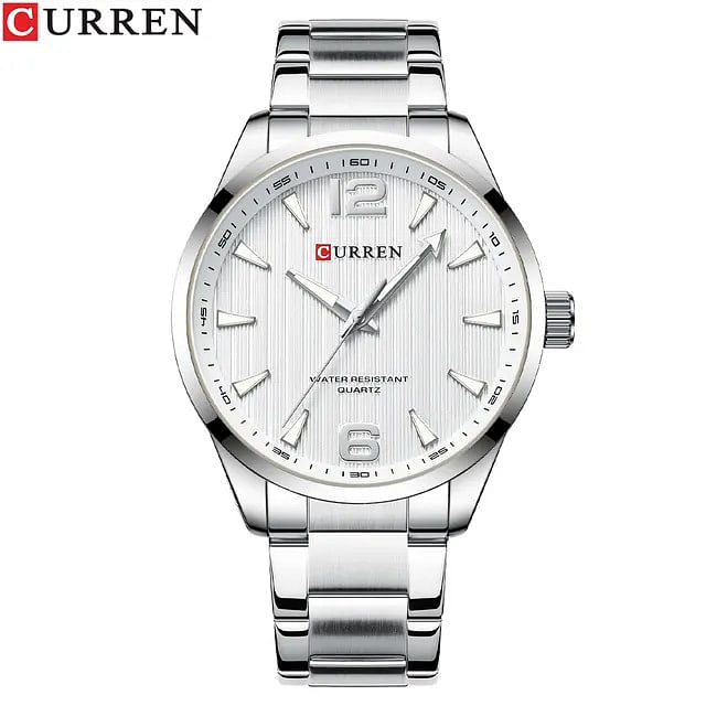 CURREN 8434 Stainless Steel Casual Analog Watch For Men Silver