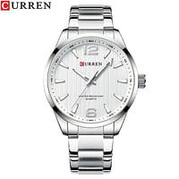 CURREN 8434 Stainless Steel Casual Analog Watch For Men Silver