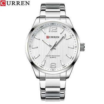 CURREN 8434 Stainless Steel Casual Analog Watch For Men Silver