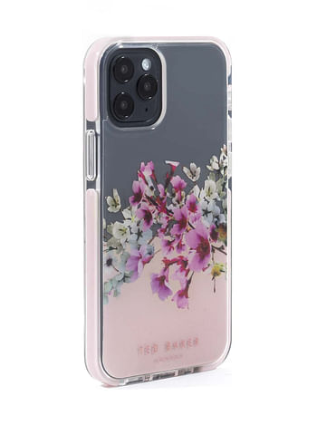 Ted Baker iPhone 12  / 12 Pro Anti-Shock Floral Case - Elegant Drop Protection Cover, TPU Bumper, Wireless Charging Compatible, Women/Girls Phone Case - Jasmine Clear