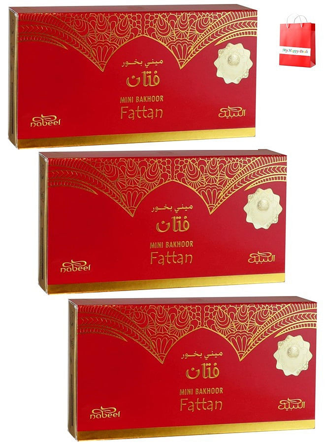 3Pcs Nabeel Mini Bakhoor Fattan Incense 36 GM