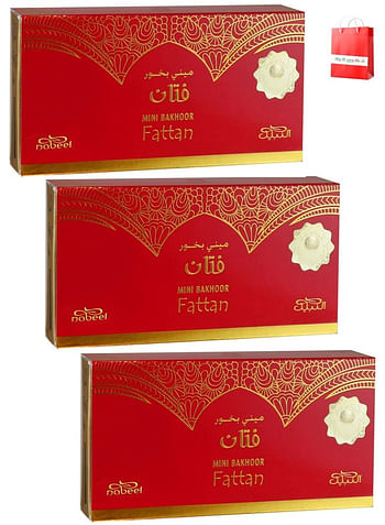 3Pcs Nabeel Mini Bakhoor Fattan Incense 36 GM