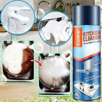 Multipurpose Bubble Foam Cleaner Spray Oil Grease Stain Remover Chimney Cleaner Spray All Purpose Foam Degreaser Spray for Kitchen.