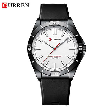 Curren 8449 Men's Quartz Watch Silicone Strap Fashion Sports Waterproof / Black Color