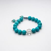 Alpine Crystals Natural Turquoise, two Amaznite and one Clear Quartz Crystal Bracelet