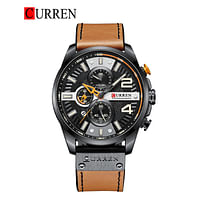 CURREN Original Brand Leather Straps Wrist Watch For Men 8393 Brown Black