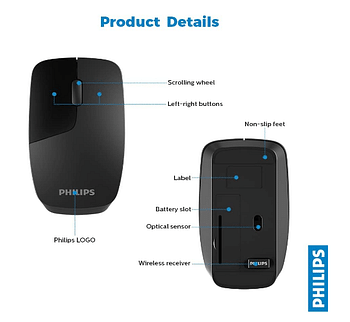 Philips M402 Anywhere Wireless Portability Mouse Black