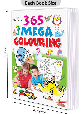 We Happy 365 Mega Coloring Book Educational and Fun Learning Activity for Kids with different Drawings Challenges and Enjoyable Games