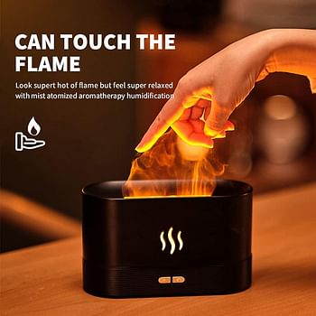 Flame Aroma Diffuser with Flame Light, Mist Humidifier Aromatherapy Diffuser with Waterless Auto-Off Protection for Spa Home Yoga Office Bedroom (Black)