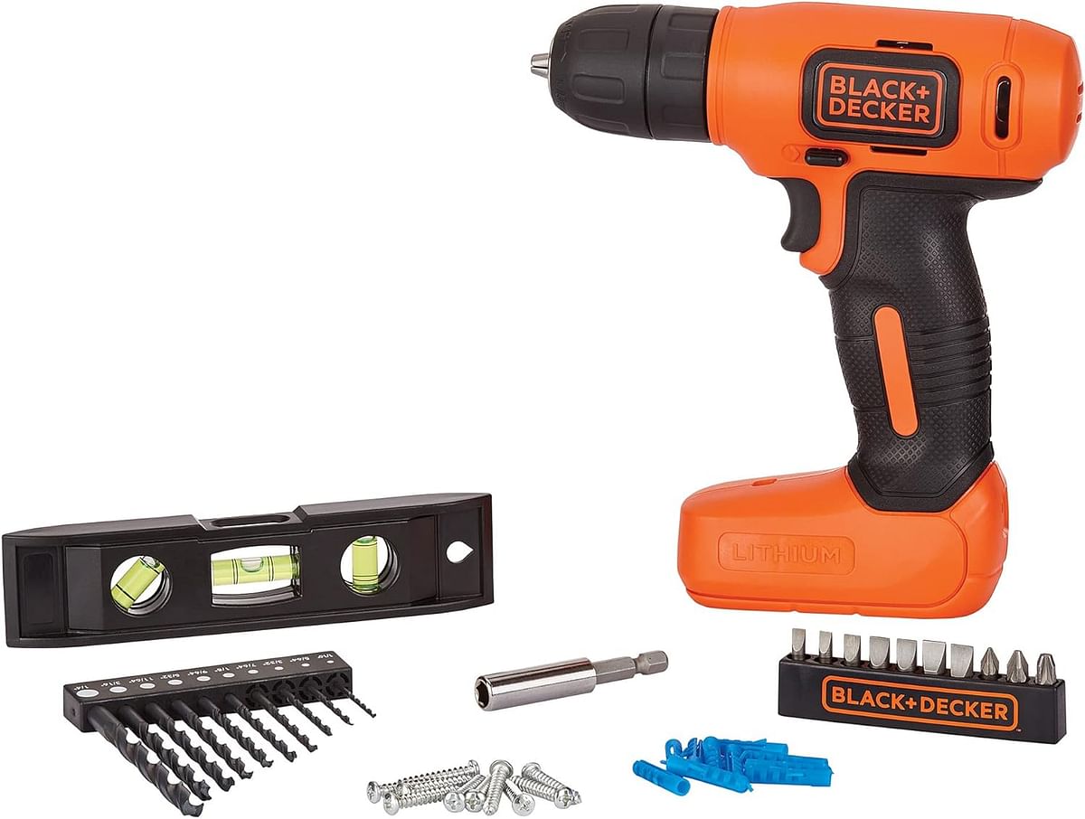 Black+Decker 8V Max Cordless Drill + 43 PC Home Decor Project Kit (BDCD8HDPK)