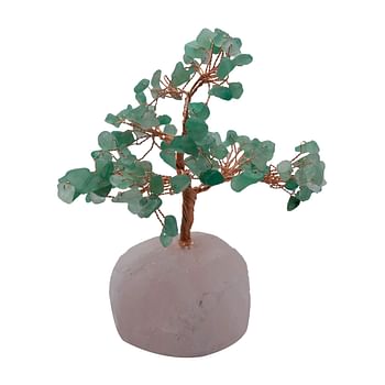 Natural Rose Quartz with Green Aventurine Crystals Tree