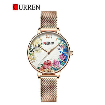 Curren 9059 Original Brand Mesh Band Wrist Watch For Women / Bronze