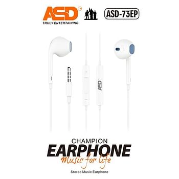 ASD-73EP Champion Wired Earphones with Mic and Music Calling for All Smartphone