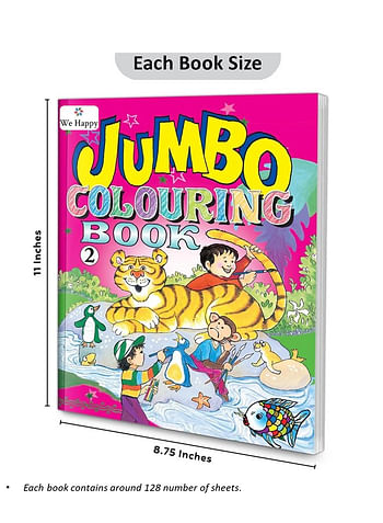 Pack of 3 We Happy Jumbo Coloring Books Educational and Fun Learning Activities for Kids with different Drawings