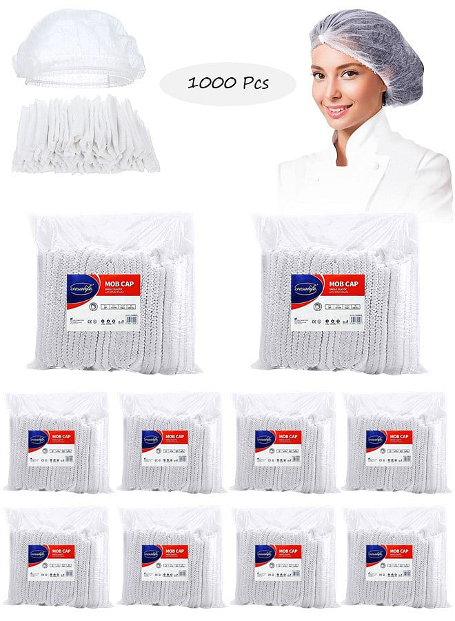 قبعات استحمام للاستعمال مرة واحدة 1000 قطعة من جيساليف شبكة شعر غير منسوجة مقاس 19 بوصة بيضاء