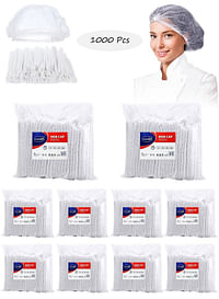 قبعات استحمام للاستعمال مرة واحدة 1000 قطعة من جيساليف شبكة شعر غير منسوجة مقاس 19 بوصة بيضاء