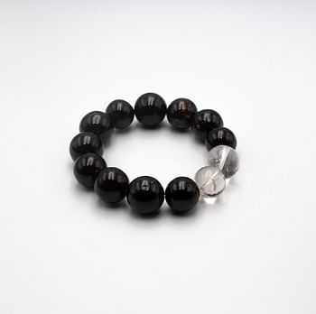 Natural Himalayan Black Tourmaline and Clear Quartz Crystal Bracelet