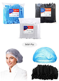قبعات استحمام للاستعمال مرة واحدة 300 قطعة من جيساليف شبكة شعر غير منسوجة مقاس 19 بوصة أسود وأبيض وأزرق ثلاثي
