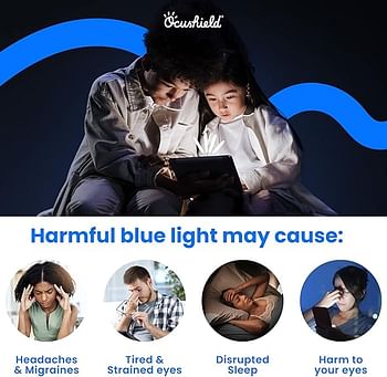 Ocushield Blue Light Blocking Glasses Prevent Eye Strain from Digital Devices | Developed by Optometrists | For Adults & Kids - White color