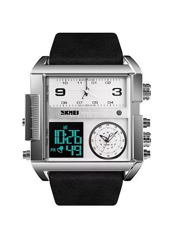 SKMEI Men's Fashion Sports Quartz Dual Display Digital Waterproof Watch 1391 Silver\Black 50 mm