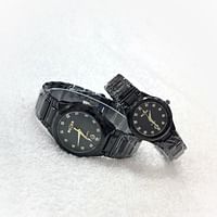 Boxer Waterproof Quartz Analog Couple Watch Set black