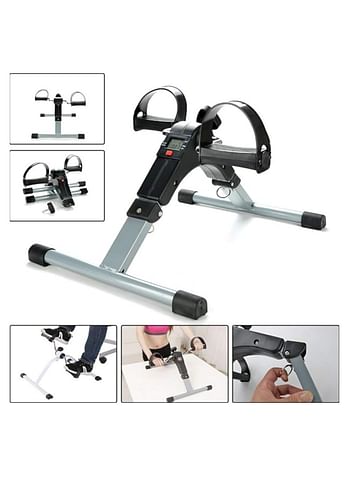 Portable Pedal Exerciser - Arm & Leg Exercise Peddler Machine -  Fitness Equipment for Seniors and Elderly - Folding Exercise Bike - Silver/Black